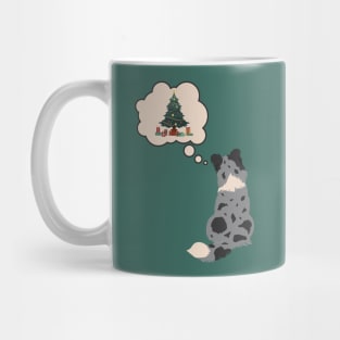 Blue Merle Shetland Sheepdog Christmas Tree and Gifts Mug
